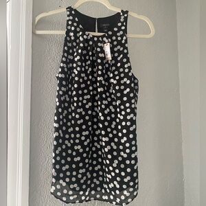 RW&CO. Black and White Polka Dot Sleeveless Blouse